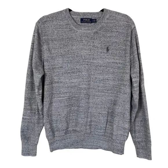 Polo Ralph Lauren Mens Sz S Heathered Grey Fine Knit Crewneck Sweater Classic - Picture 2 of 16